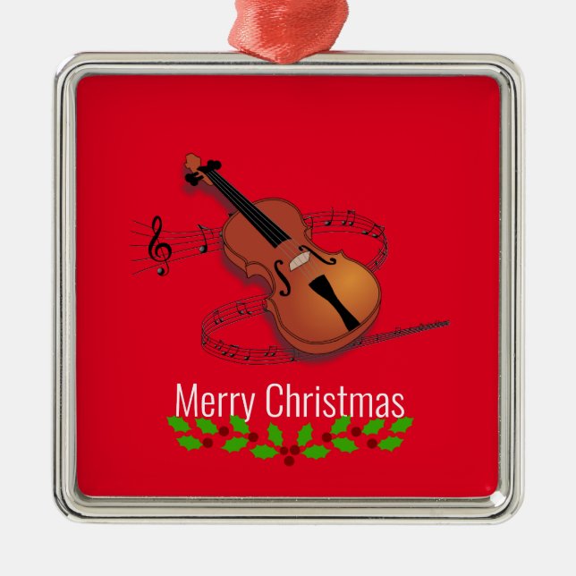 Adorno Metálico Navidades Violin Musical Greetings (Frente)