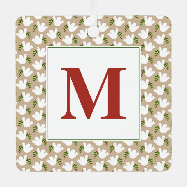 Adorno Metálico Navidades White Dove First Peace Love Joy (Anverso)