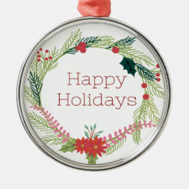 Adorno Metálico Navidades Wreath Felices Fiestas