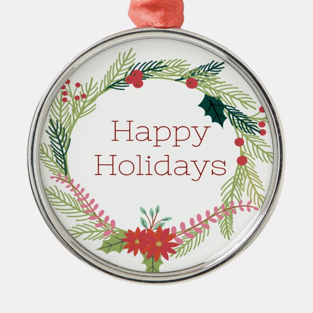 Adorno Metálico Navidades Wreath Felices Fiestas (Frente)