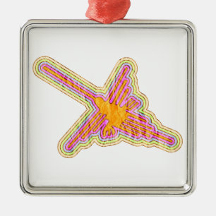 Adorno Metálico Nazca Lines Hummingbird Con Efecto De Papel Arruga