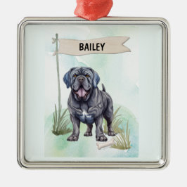 Adorno Metálico Neapolitan Mastiff Watercolor Personalized Dog