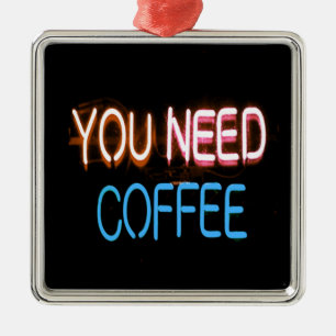 Adorno Metálico Necesitas café, Caffine Neon Rótulo
