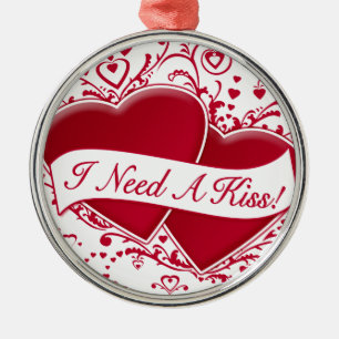 Adorno Metálico ¡Necesito un beso! Corazones rojos