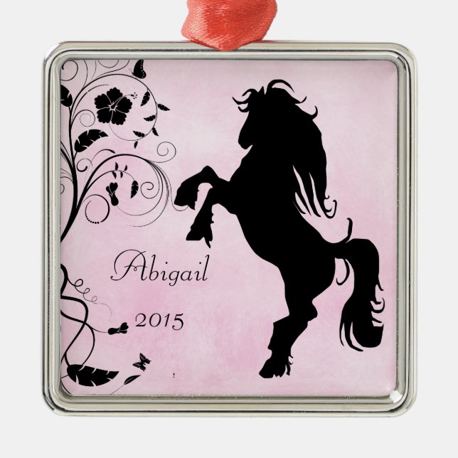 Adorno Metálico Negro rosado de la silueta de cría personalizada (Frente)