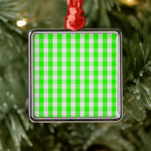 Adorno Metálico Neon Green Gingham Pattern de Shirley Taylor