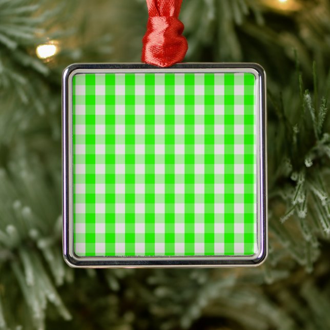 Adorno Metálico Neon Green Gingham Pattern de Shirley Taylor (Árbol)