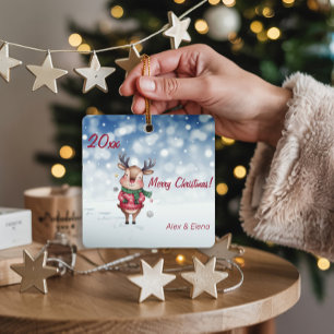 Adorno Metálico Nevación de árbol de Navidad de renos Metalizado O