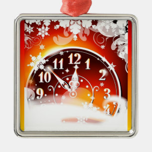 Adorno Metálico New Year Clock