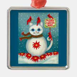 Adorno Metálico Nieve de Navidad Cardinal Bird Muñeco de Nieve Flo
