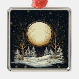 Adorno Metálico Nieve de pinos de luna llena de navidades