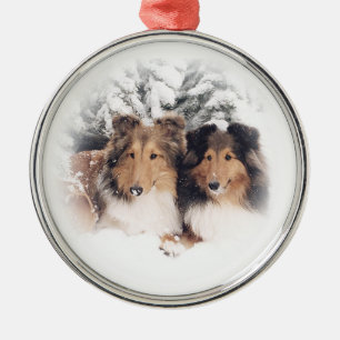 Adorno Metálico Nieve Shelties