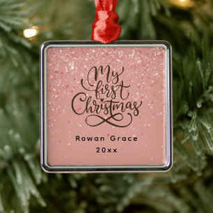Adorno Metálico Niña Bebé Mi primera chispa rosa de Navidad