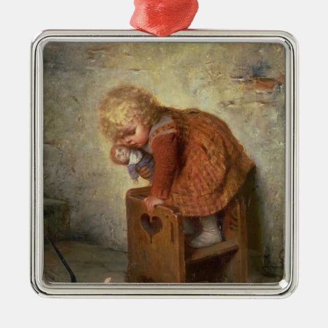 Adorno Metálico Niña con un conejo (Frente)