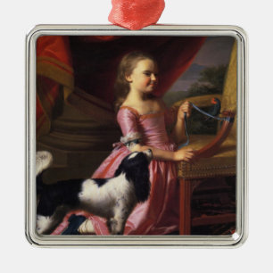Adorno Metálico Niña con un pájaro y un perro (John Singleton Copl