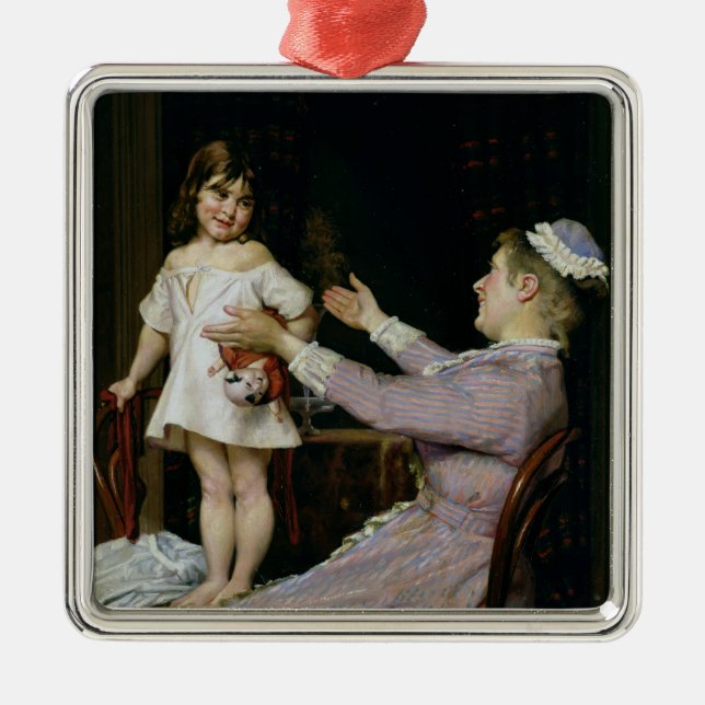 Adorno Metálico Niña con una muñeca y su enfermera, 1896 (Frente)