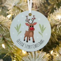 Niñas bebés Primeras Nochebuena reno y nieve