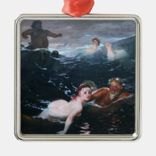 Adorno Metálico Ninfas y sastres jugando en las olas