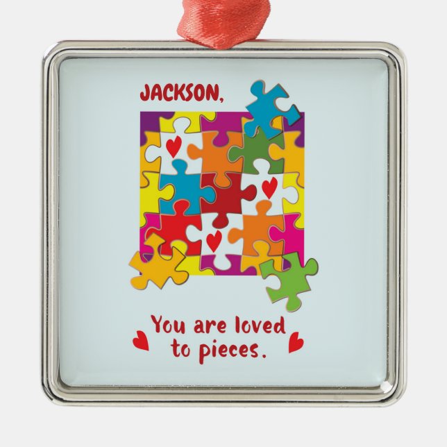 Adorno Metálico Niño de cumpleaños rompe el amor a las piezas (Frente)