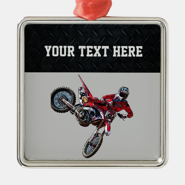 Adorno Metálico  Niño Navidad de Red Dirt Bike Sports  (Frente)