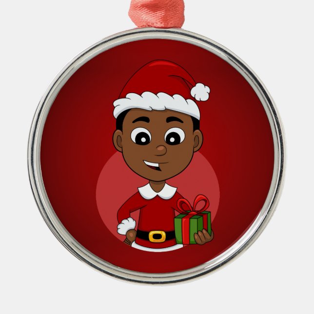 Adorno Metálico Niño personalizado de Navidades afroamericanos