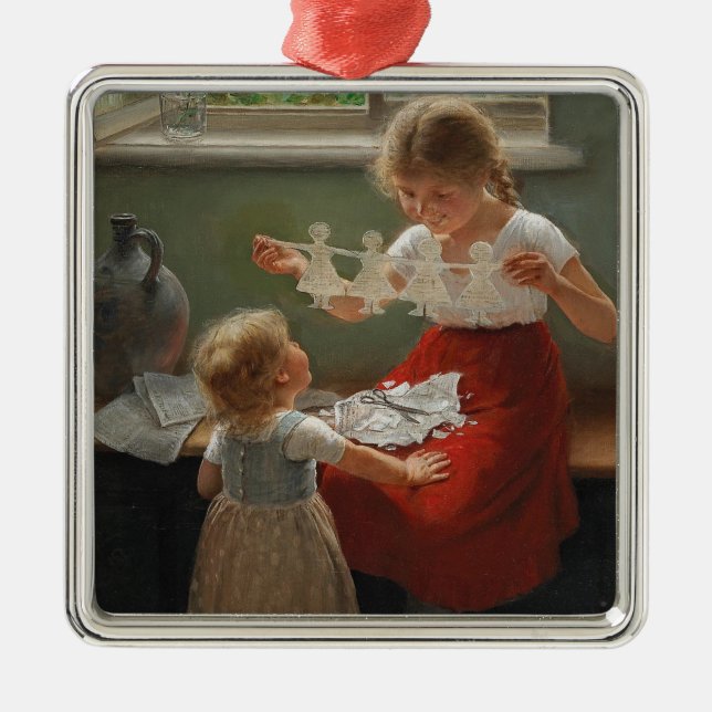 Adorno Metálico Niños Haciendo Silhouettes (Niños Cuidados Jugando (Frente)