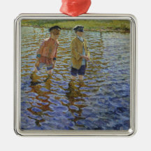Niños pescando en el río (Anglers de época)