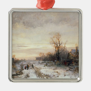 Adorno Metálico Niños que juegan en un paisaje del invierno