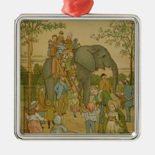 Adorno Metálico Niños que montan en el elefante (litho)