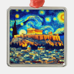 Adorno Metálico Noche estrellada Acrópolis Atenas Grecia