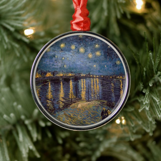 Adorno Metálico Noche estrellada sobre el río Ródano por Vincent V (Árbol)