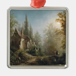 Adorno Metálico Noche iluminada por la luna sobre la capilla del c