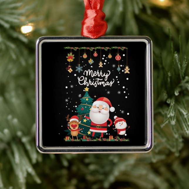 Adorno Metálico Nochebuena divertida, hombre de nieve, reno Feliz  (Árbol)