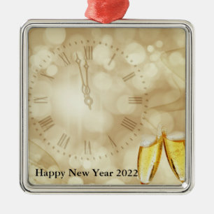 Adorno Metálico Nochevieja con copas de champán