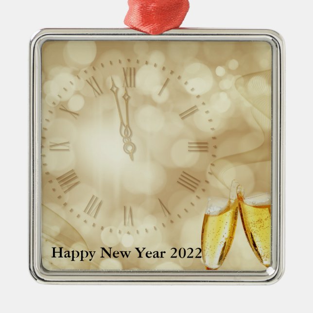 Adorno Metálico Nochevieja con gafas de champán (Frente)