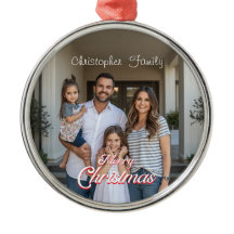 Nombre de familia personalizado y Navidad con foto