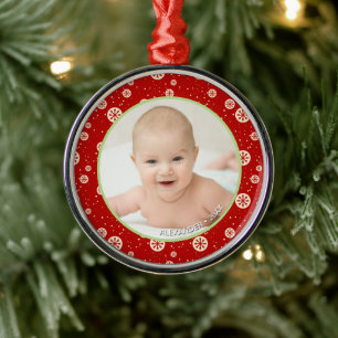 Adorno Metálico Nombre de la foto de Navidad para guardar