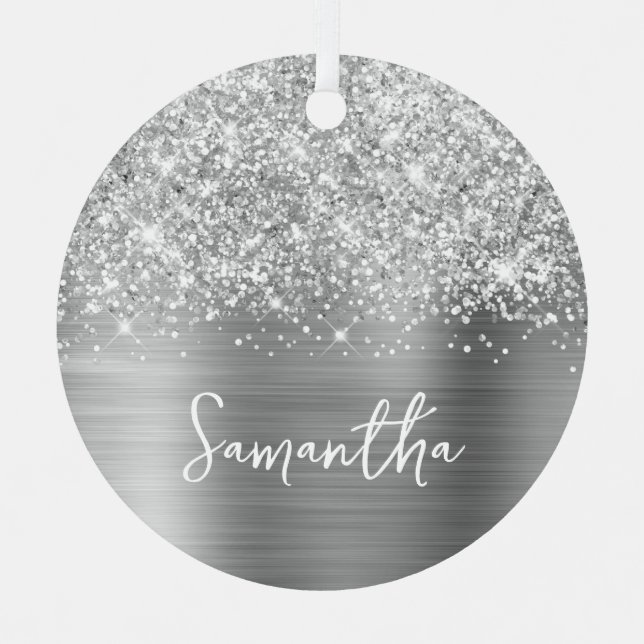 Adorno Metálico Nombre de reloj de plata Purpurinoso (Anverso)