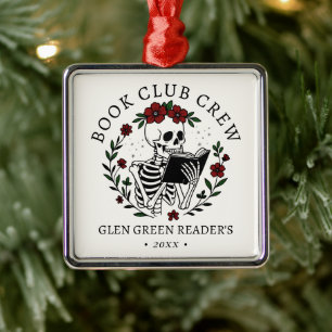 Adorno Metálico Nombre del Club de Lectura Navidad Lectura Esquele