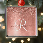 Adorno Metálico Nombre del monograma del Purpurina Metalizado cepi<br><div class="desc">Personalice fácilmente este diseño de adorno metalizado de moda de moda con un purpurina espumoso de oro rosa en un fondo metálico rosa de color dorado.</div>