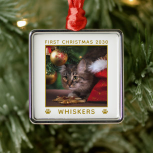 Adorno Metálico Nombre del primer gato de Navidad Año Patas Person