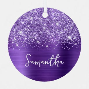 Adorno Metálico Nombre Glam Amethyst Púrpura Brillante