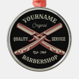 Adorno Metálico NOMBRE personalizado Barber Straight Razor Barbers