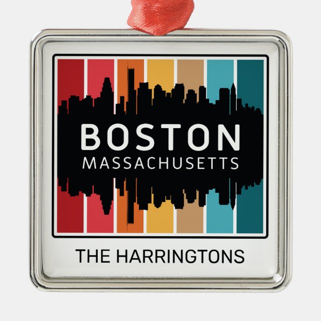 Adorno Metálico Nombre personalizado Boston Massachusetts (Frente)
