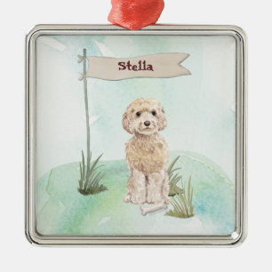 Adorno Metálico Nombre personalizado Champaña Cockapoo Mascota Per