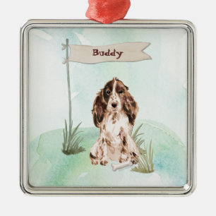 Adorno Metálico Nombre personalizado Cocker Spaniel marrón Perro m