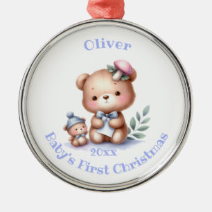 Adorno Metálico Nombre personalizado Cute Teddy Bear Animal Art