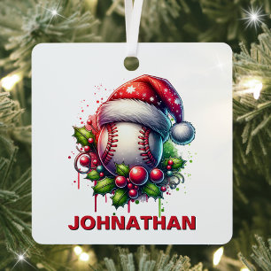 Adorno Metálico Nombre personalizado de béisbol para navidades con