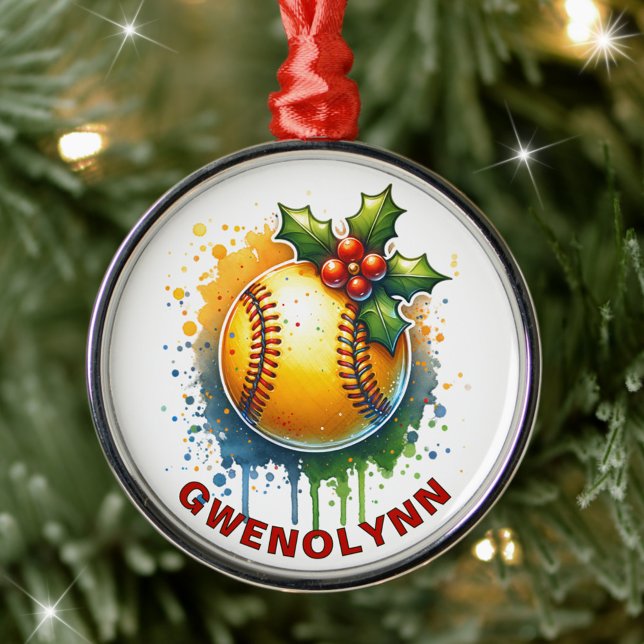Adorno Metálico Nombre personalizado de Softball navidades (Subido por el creador)