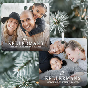 Adorno Metálico Nombre Personalizado Familia 2 Foto Navidad